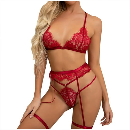 

Zuwimk Lingerie For Women Naughty Women Lingerie Lace Nightdress Mesh Chemise V Neck Sleepwear Red XL