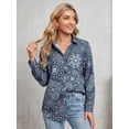 thumbnail image 5 of Floral Button Down Shirts for Women Floral Print Blouse Casual Dressy Long Sleeve Boho Tops, 5 of 8