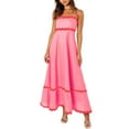 thumbnail image 1 of WTXUE Robes Maxi en Liquidation, Robe Nuisette Sans Manches Élégante à Encolure Carrée, Femmes 2024 Été Robe Longue Fluide à Étages Type Camisole Unie Vestidos Casuales Para Mujer Verano Maxi Women, Rose+m(US:6-8), 1 of 9