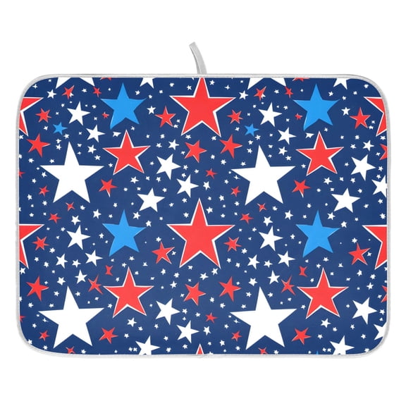Dish Drying Mat for Kitchen Counter 16x18/18x24 Independence Day Absorbent Coffee Bar Mat Dish Drainer Rack Mat for Kitchen Counter