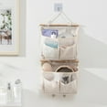 thumbnail image 3 of Wall Mounted Hanging Storage Bag - Cotton Linen, Multi-Compartment & Foldable - for Dormitory, Bedside & Organizing, 3 of 6
