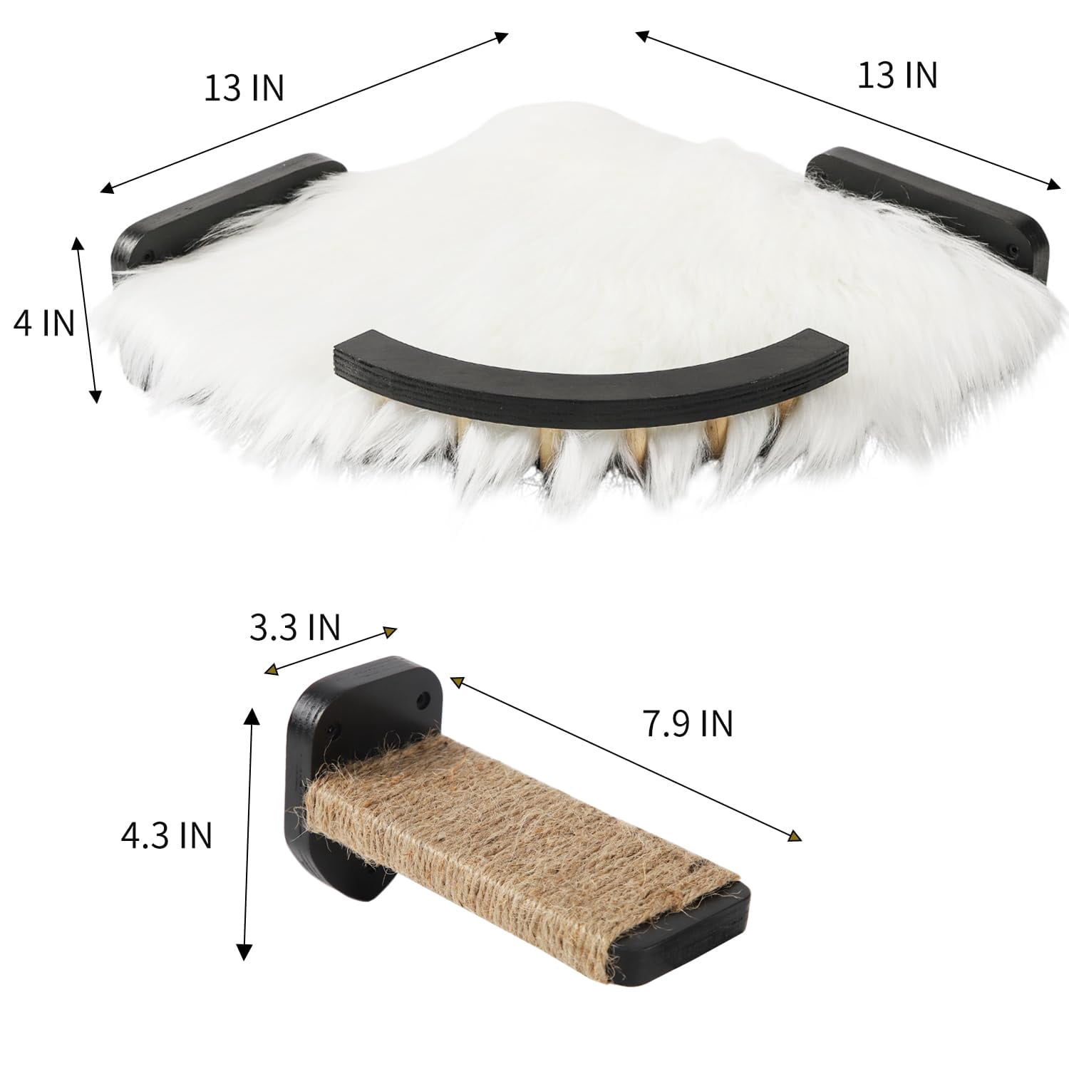 Cat Wall Shelves - 3 Steps Scratch & Hammock Bed With Plush Cover  Climbing Shfor Indoor Cats (black)