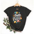 thumbnail image 4 of VBTAPA Bunny T-shirt for Women 2025 Easter Graphic Tees Egg Hunt Themed Printed Short Sleeve Crewneck Tee Tops Sales of the Day Black L, 4 of 6