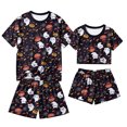 thumbnail image 4 of Halloween Sleepwear, Halloween Couple Matching Pajamas Set, Black Ghost Pumpkin Candy Corn Short Sleeve Loungewear, Crop Top & Shorts Sleepwear, Soft Cozy Holiday Nightwear for Summer Home Wear, L, 4 of 6