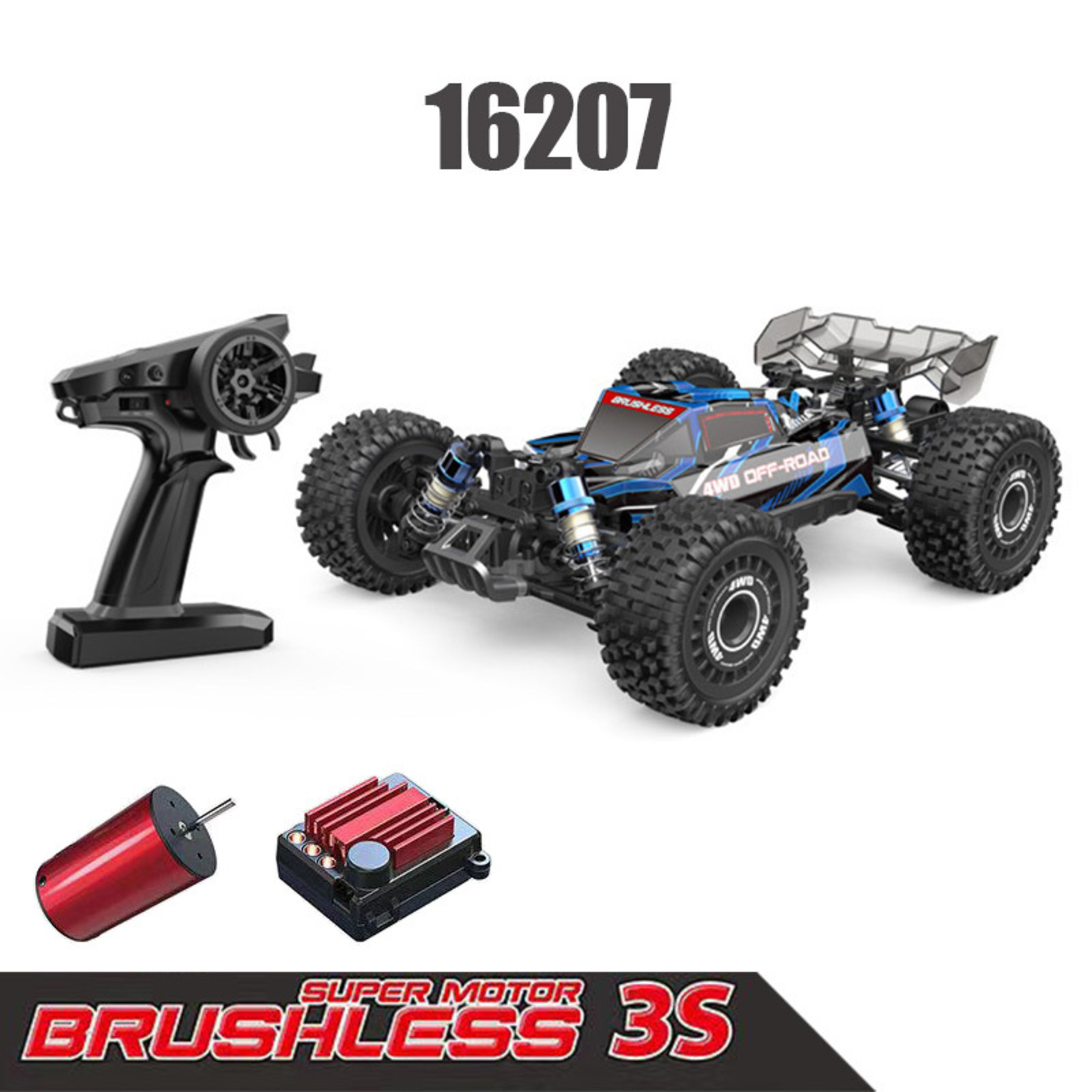 RC Car Funtogether Toys, 1:16 Scale 4WD Off-Road Buggy, Brushless 3S Motor, High-Speed Remote Control Truck for Teens & Adults