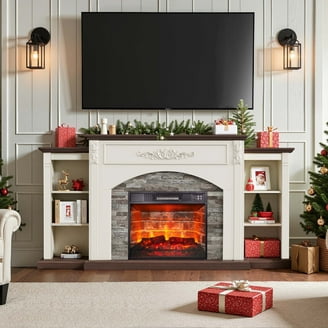 Walker Edison Modern Reeded 60” Fireplace TV Stand - Mocha