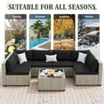 thumbnail image 2 of MRUAKA Outdoor Patio Furniture Set, 7-Piece Modular Sectional Sofa With Tea Table and Free Cushion, PE Wicker Outdoor Conversation Set for Patio, Garden, Backyard,Black, 2 of 7