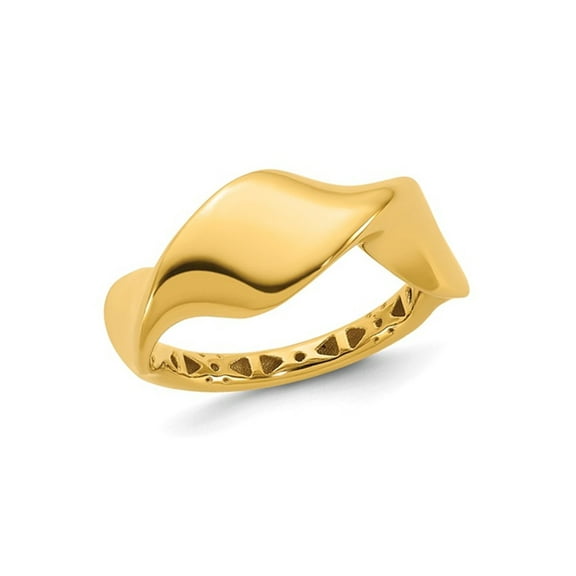 14K Yellow Gold Polished Wavy Ring