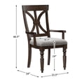 thumbnail image 5 of Lexicon Traditional Wood Dining Room Arm Chair in Driftwood Charcoal (Set of 2), 5 of 6