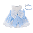 thumbnail image 3 of Haolong Baby Girls Formal Dress Lace Bowknot Baptism Embroidery Princess Birthday Wedding Flower Tutu Gown with Headwear 9-12 Months Dark Purple, 3 of 8