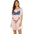 thumbnail image 5 of Women's Cute Bikini Printed T Shirt Dress Short Sleeve Baggy Shirt Beach Fun Swimwear Cover Up Dress Size XL, 5 of 9