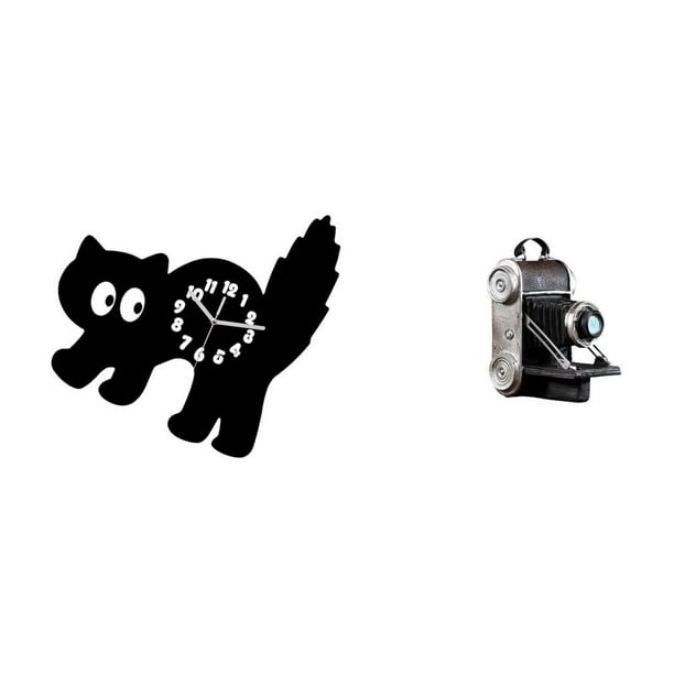 Reloj de pared,Reloj de pared decorativo para baño o dormitorio,Reloj de pared para gatos silencioso,sin tictac,ideal para regalar.,Estatua de cámara,Figura coleccionable de estatua de cámara