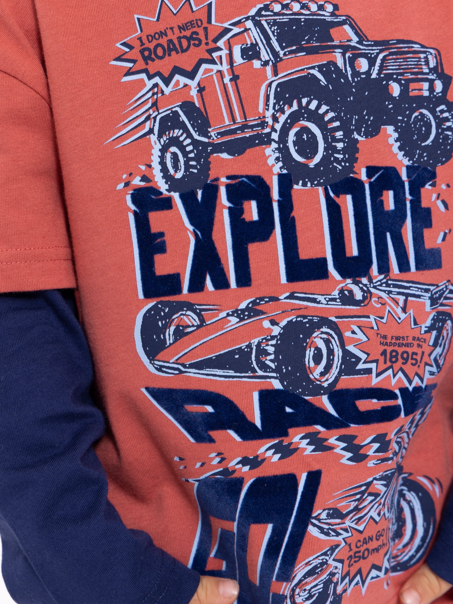 Wonder Nation Toddler Boys Hangdown Graphic Tee with Long Sleeves, Sizes 12M-5T