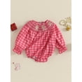thumbnail image 4 of ZINTAOZT Toddler Baby Girl Christmas Plaid Smocked Romper Long Sleeve Embroidery Bubble Jumpsuit Bodysuit Xmas Clothes, 4 of 8