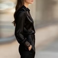 thumbnail image 6 of ClodeEU Women's Lace Satin V-Neck Blouse,Long Sleeve Casual Fashions Shirt Black,Womens Plus S, 6 of 6