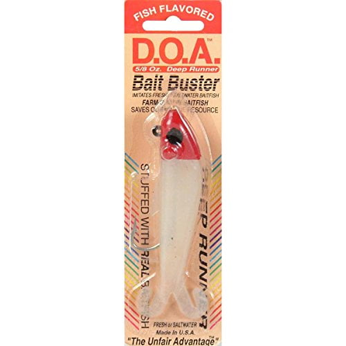 DOA Fishing Lure 24310 Deep Bait Buster 4 5/8 oz Pearl And Red Head 