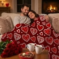 thumbnail image 4 of DAMAI Valentine's Day Couple Blankets, Retro Polka Dots Plaid Love Flannel Blanket for Women Room Decor, Damask Floral Fleece Blanket Romantic Red Sherpa Blanket for Chair/Sofa, 28"脳39", 4 of 6