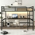 thumbnail image 2 of CZBZ Metal Queen Size Loft Bed with Charging Station and LED Lights, Loft Beds with Desk for Teen/Adult with 13" Safety Guard, Noise-Reduced, No Box Spring Needed, 2 of 7