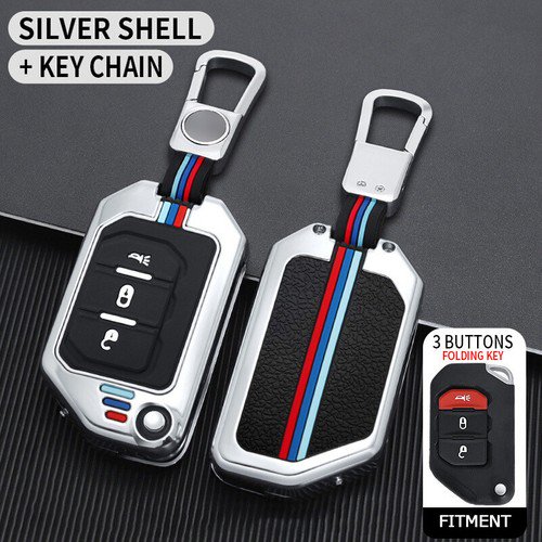 Car Key Fob Cover Case Protector Zinc Alloy Flip Key Case Cover Holder For Jeep Wrangler JT Gladiator Remote Fob