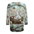 thumbnail image 5 of Women's Easter Shirt With Playful Egg Print T-Shirt 3/4 Sleeve Light Green XL, 5 of 5