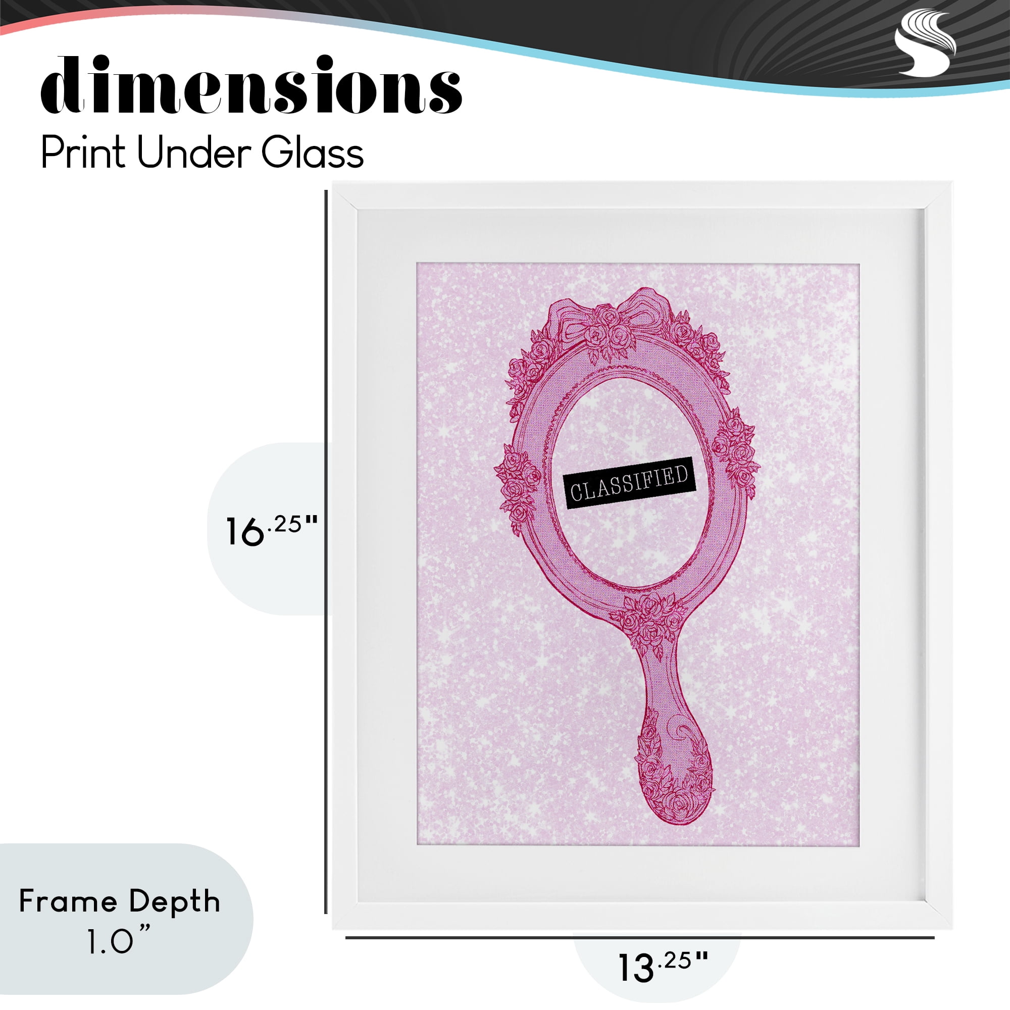 Stupell Industries Classified Ornate Pink Mirror White Framed Print Under Glass, design by Ziwei Li
