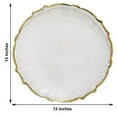 thumbnail image 3 of Efavormart 8 Pack | 13" Clear Glass Metallic Gold Scallop Edged Charger Plates For Events Table Decoration for Home & Professional Fine Dining, Catering, Dinner Parties, Weddings, 3 of 11