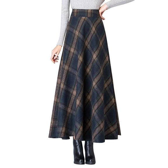 Women's Tennis Skirts Summer Womens Casual Length Skirt Classic Plaid High Waisted Pockets Zipper Blue S