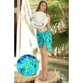 thumbnail image 4 of LA LEELA Women's Bikini Wraps Beach Wrap Cover up Sarong Skirt Bathing suit Swimsuit Cover Ups for Swimwear Women One Size Teal, Leaves, 4 of 5
