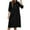 Black, variant on Ahuyic Printed Solid Color Plus Size Dress For Women, Summer Womens' Short Sleeve Knee-Length Dresses,Women's Summer Seven-Minute Sleeve Button Collar Cotton And Linen Long Dress