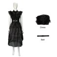 thumbnail image 2 of Disfraz de Mujer con Cinturón Vestido de Miércoles Negro Transpirable para Festivales de Halloween Hugtrwg Para estrenar, 2 of 9