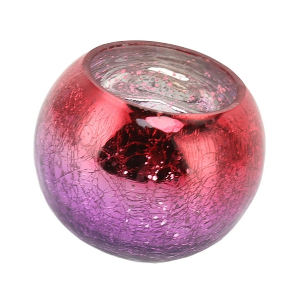 Glass Candlestick, Cracked Pattern Heat Gradual Red Purple Glass Candle Holder Safe Electroplated Vintage Thickened For Table