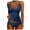 Navy Blue, variant on Women Solid Color Swimsuit Nylon Spandex Deep V Sexy Backless Beach Swimwear