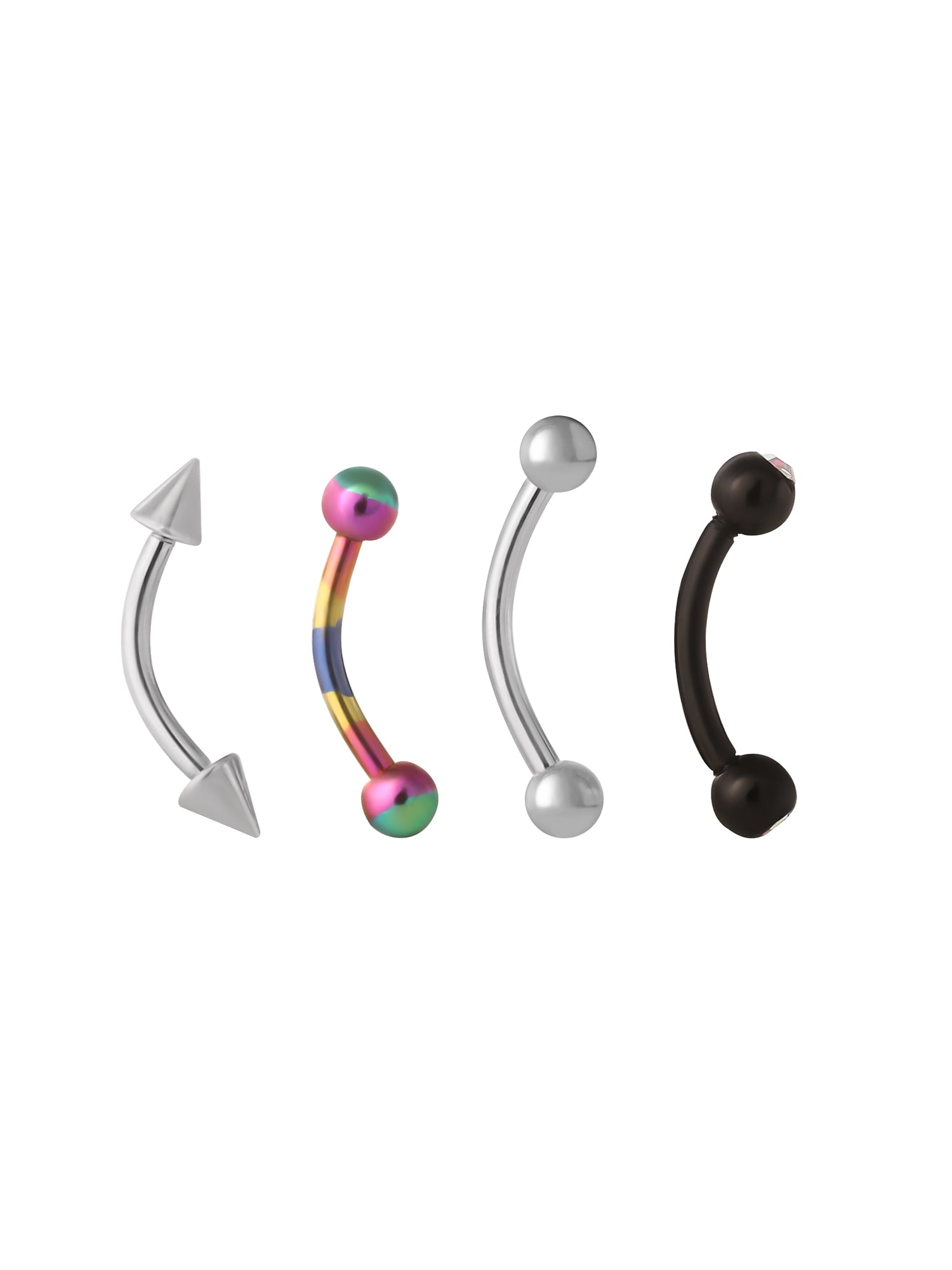 Body Jewelry Women's 16G Assorted Eyebrow Jewelry Set – 4 Pieces