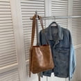 thumbnail image 4 of Bolso de hombro Retro para mujer, bolso Hobo de cuero PU de gran capacidad, bolso de viaje informal, 4 of 8