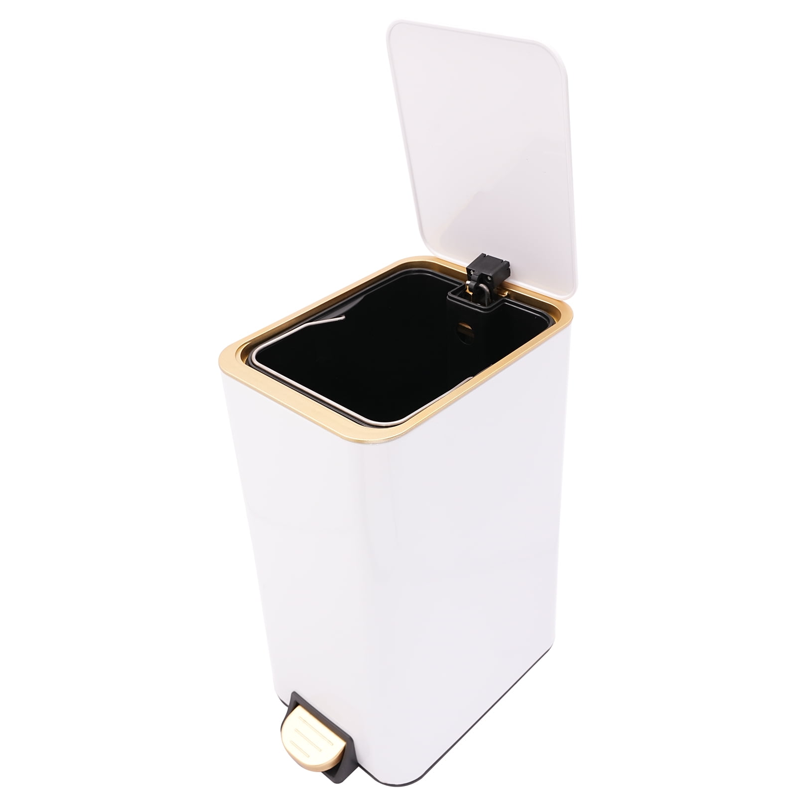 Trash Can with Lid, Step Trash Bin, 12L Bathroom Trash Can