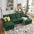 thumbnail image 5 of Soscana U Shaped Cloud Couch Sectional Sofa 4 Seat with Double Chaise, Modern Linen Sofa with Waist Pillows for Living Room Apartment Office Studio,Green, 5 of 9