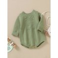 thumbnail image 4 of FOCUSNORM Bébé Garçons Filles Tomber Tricot Combinaison Couleur Unie Jacquard Col Rond Manches Longues Romper, 4 of 9