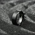 thumbnail image 3 of King Will 316L Stainless Steel Wedding Ring for Men Women- 8mm Width Black Wedding Band I Love You Engraved Matte Finish Beveled Edge Style Comfort Fit Size 13, 3 of 7