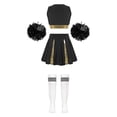 thumbnail image 3 of iiniim Kids Girls Cheer Leader Crop Top with Pleated Skirt Pom Pom Socks Party Dancewear White&Black A 8, 3 of 7