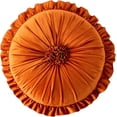 thumbnail image 1 of Xiao Hua Cojín redondo con volantes, diseño de calabaza, de terciopelo plisado, para silla, decorativo con flores 3D, para sofá, dormitorio, oficina, coche (naranja, diámetro 35,5 cm), 1 of 5