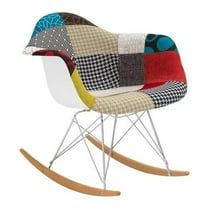 Pemberly Row 26" Mid-Century Cotton Rocker Arm Chair in Multi-Color