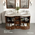 thumbnail image 3 of Eviva Stanton 60" Teak Transitional Double Sink Bathroom Vanity w/ White Carrara Top, 3 of 6