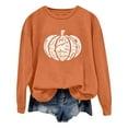 thumbnail image 1 of Arlun,Halloween Chandails en Molleton Citrouille 2025 Mode Automne Femmes Grande Taille Chandails à Lettres Imprimées Hauts Coupe Ample Confortables Col Rond Manches Longues Manteau Hauts Sans Capuche Orange G, 1 of 3