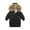 Black, variant on Hpgjzj Hooded Puffer Jackets for Boys and Girls Long Coat Winter Windproof Full Zipper Button Jacket Outerwear with Fashion Collar