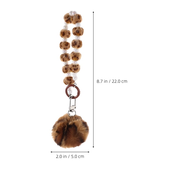 MERRYHAPY Soft Plush Leopard Print Pompom Keychain Bag Charm for Handbags, Backpacks, Car Accessories - 8.7×2×2in Cute