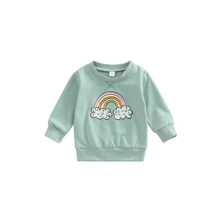 

Huakaishijie Long Sleeve Sweatshirts for Baby Girls O-Neck Rainbow Pullover Tops