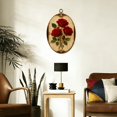 thumbnail image 3 of Oval Framed Wall Art Elegant Bouquet Red Roses Gold Baroque Frame Canvas Wall Art Oval Vintage Wall Decor Prints Hanging Decor for Home Bedroom Living Room Office 8"x11.4", 3 of 7