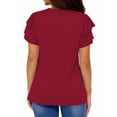 thumbnail image 5 of UVN Summer Blouse for Women Ruffle Short Sleeve Shirts V Neck Button Down Elegant Ladies Tops, 5 of 9