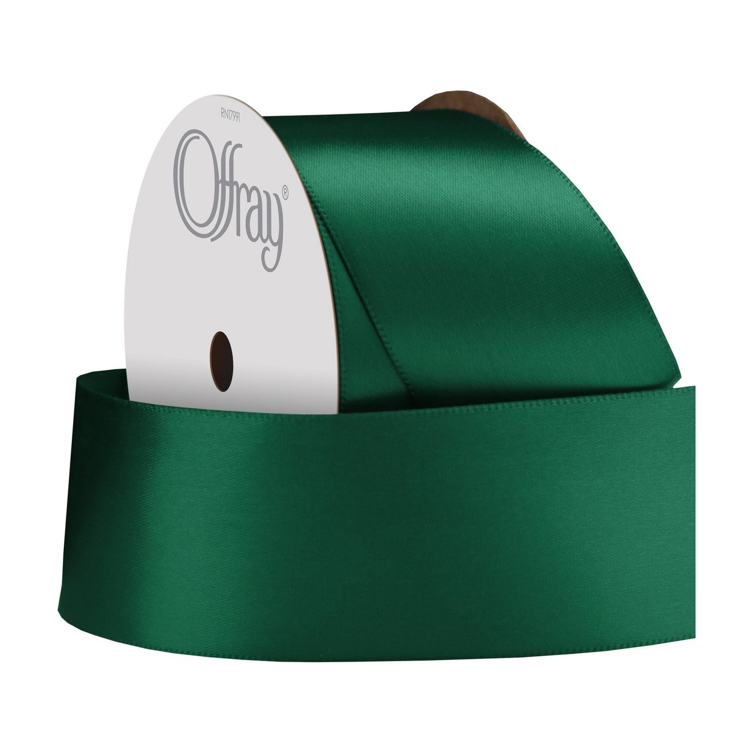 Offray Ribbon, Forest Green 1 1/2 inch Single Face Satin Polyester Ribbon, 12 feet