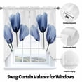 thumbnail image 3 of Spring Blue Swag Curtain Valance for Windows, Flowers X-ray Image of Tulips Floral Window Treatments Short Swag Topper for Kitchen Windows Bathroom Bedroom, 36"x45", 3 of 8
